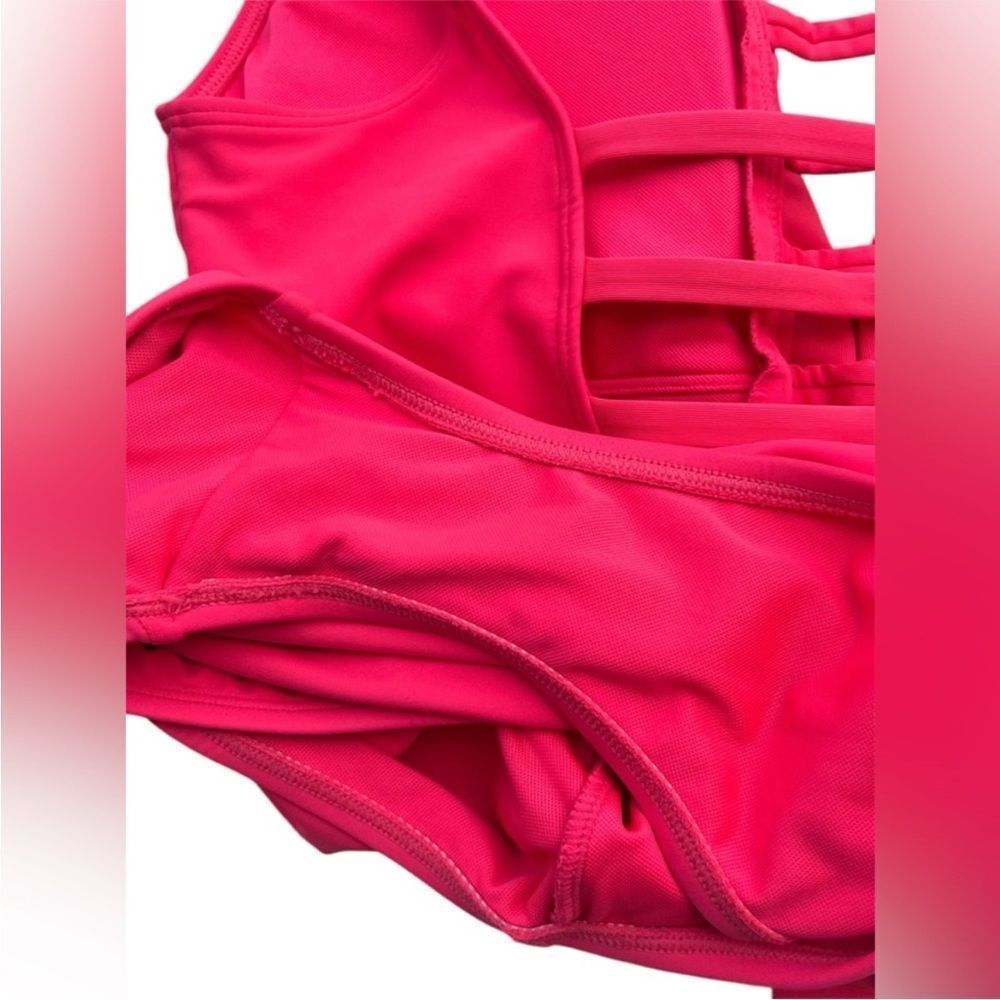 Lilly Pulitzer Carmen bright pink Ruffle deep v strappy one piece swimsuit SZ 10 - Picture 7 of 10